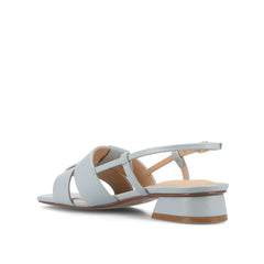 Tabatha Low Block Heels in Vegan Leather - Blue