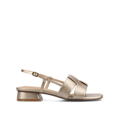 Tabatha Low Block Heels in Vegan Leather - Champagne