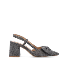 Tailynn Slingback Block Heels in Charcoal Linen Fabric