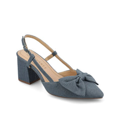 Tailyynn Slingback Block Heels in Statement Denim