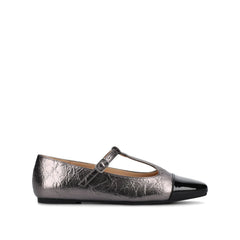 THEAH MARY JANE FLATS IN WIDE - Pewter Crinkle