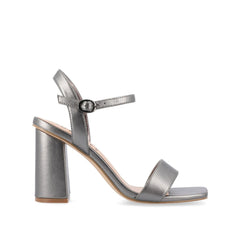 Tivona Strappy Block Heels in Vegan Leather - Pewter