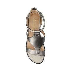 TRAYLE Gladiator Sandals in Vegan Leather - Pewter