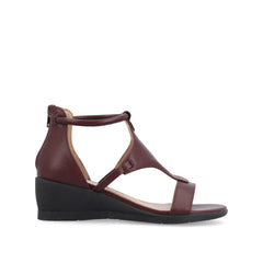 Trayle Wedge Gladiator Sandals in Wide - Wine PU