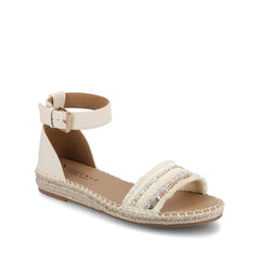 Tristeen Fabric Espadrille Sandals in Bone with Beading