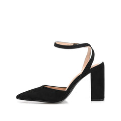 TYYRA Wide Block Heels in Faux Suede - Black