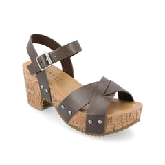 Valentina Heeled Sandals in Vegan Leather - Brown