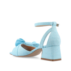 Zevi Strappy Block Heels in Blue Fabric