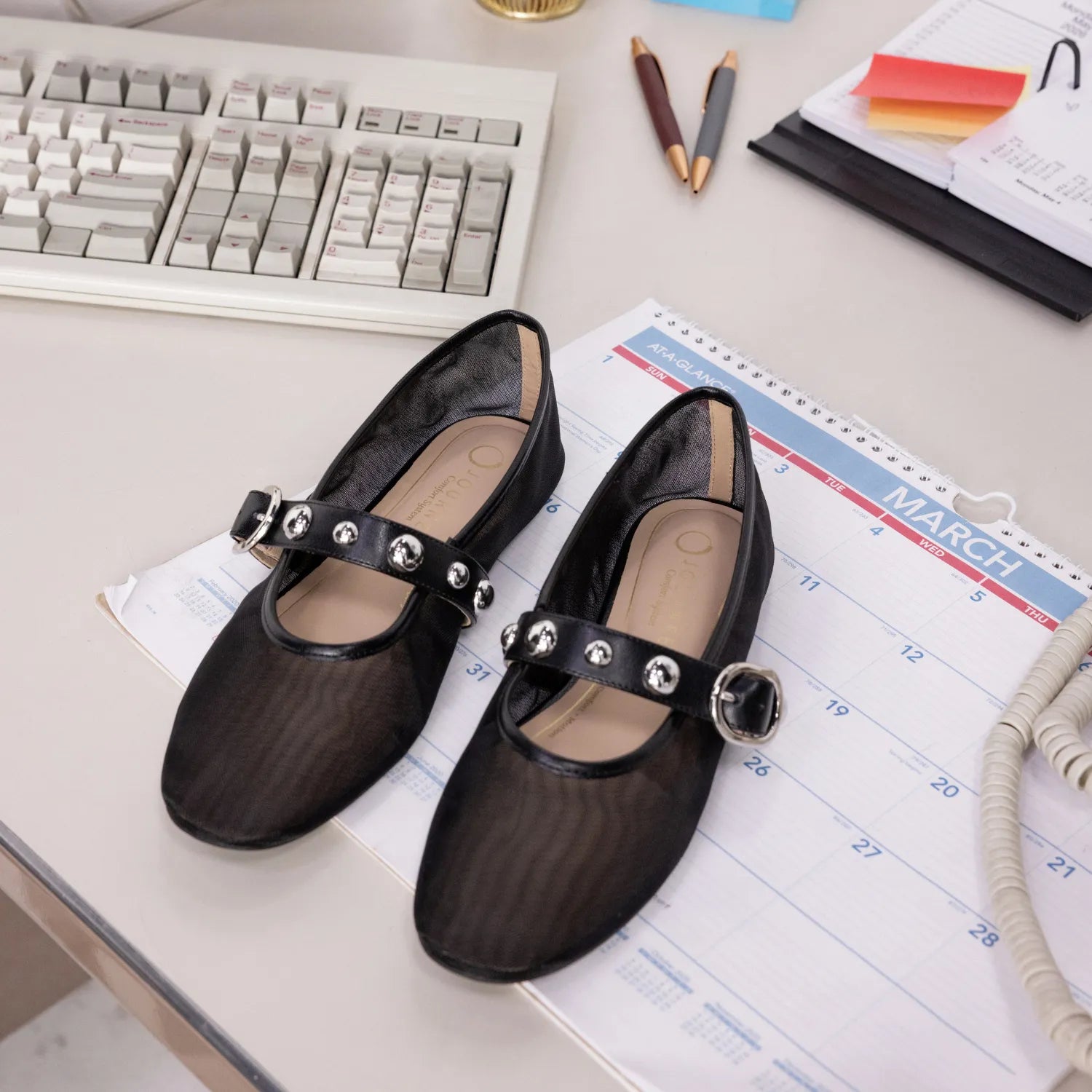 NAVEAH Ballet Flats in Black Mesh