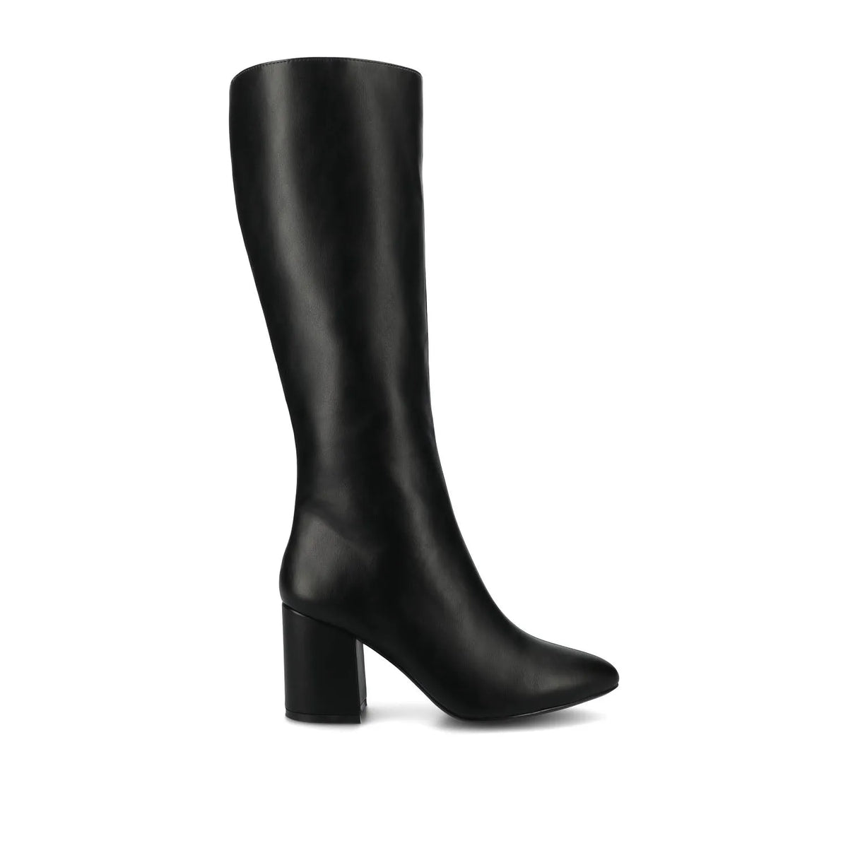 AMEYLIA Knee-High Boots in Extra Wide Calf - Black PU