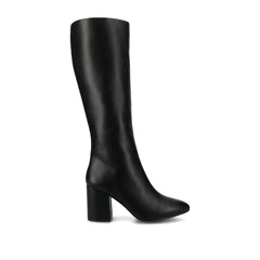 AMEYLIA Knee-High Boots in Extra Wide Calf - Black PU