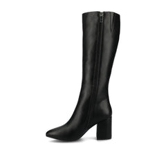 AMEYLIA Knee-High Boots in Extra Wide Calf - Black PU