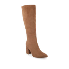 AMEYLIA Knee-High Boots in Tan Faux Suede