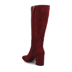 AMEYLIA Knee-High Boots in Oxblood Faux Suede