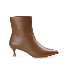ARELY Pointed Toe Booties in Vegan Leather - Brown