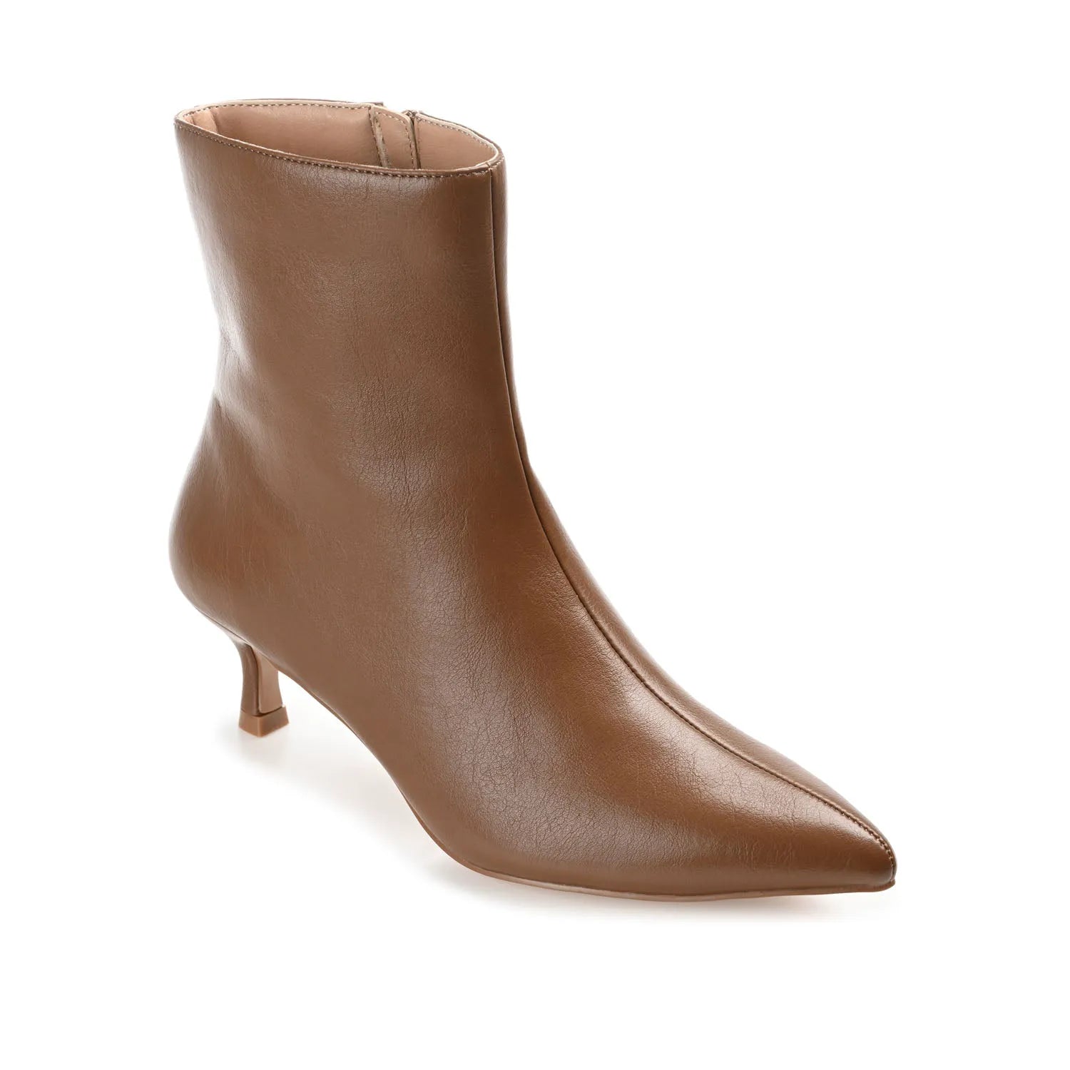 ARELY Wide Fit Pointed Toe Booties in Brown PU
