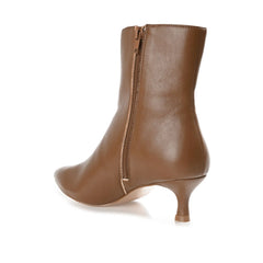 ARELY Pointed Toe Booties in Vegan Leather - Brown