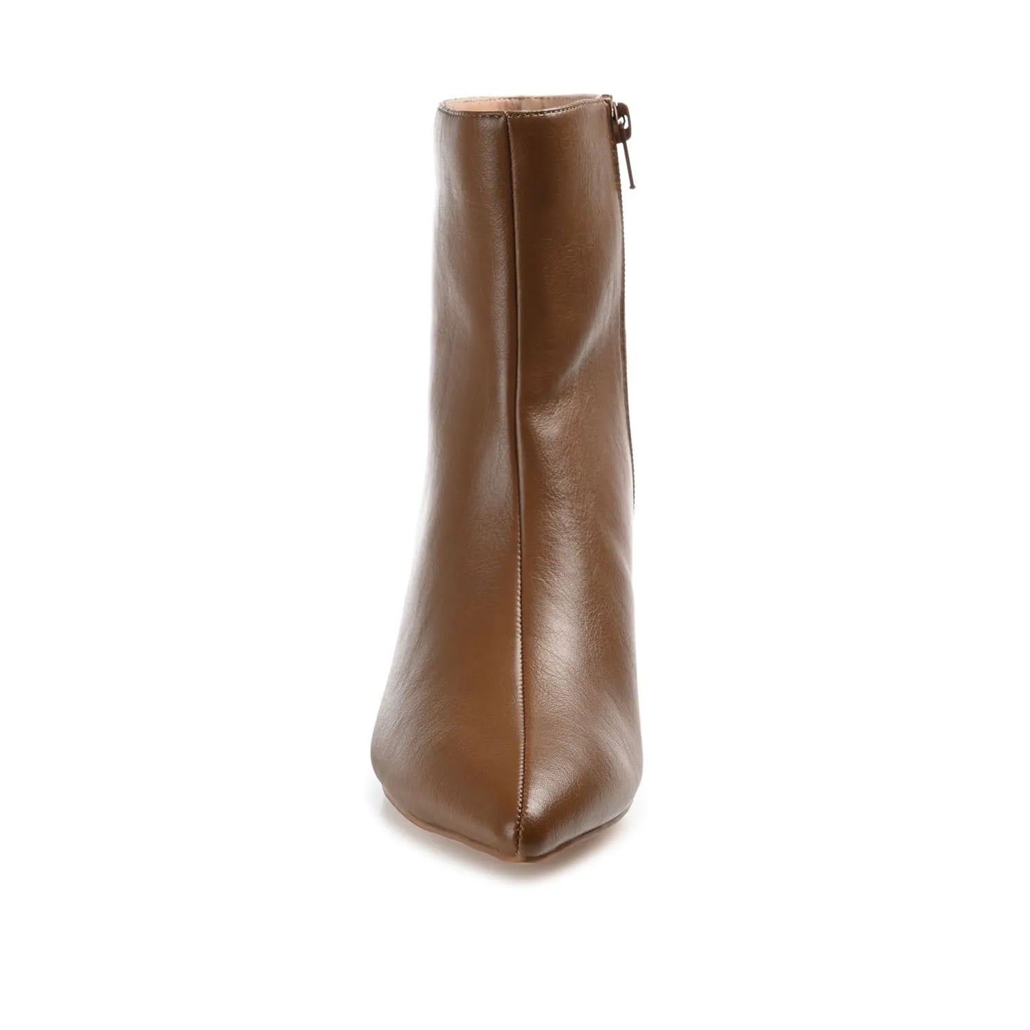 ARELY Wide Fit Pointed Toe Booties in Brown PU