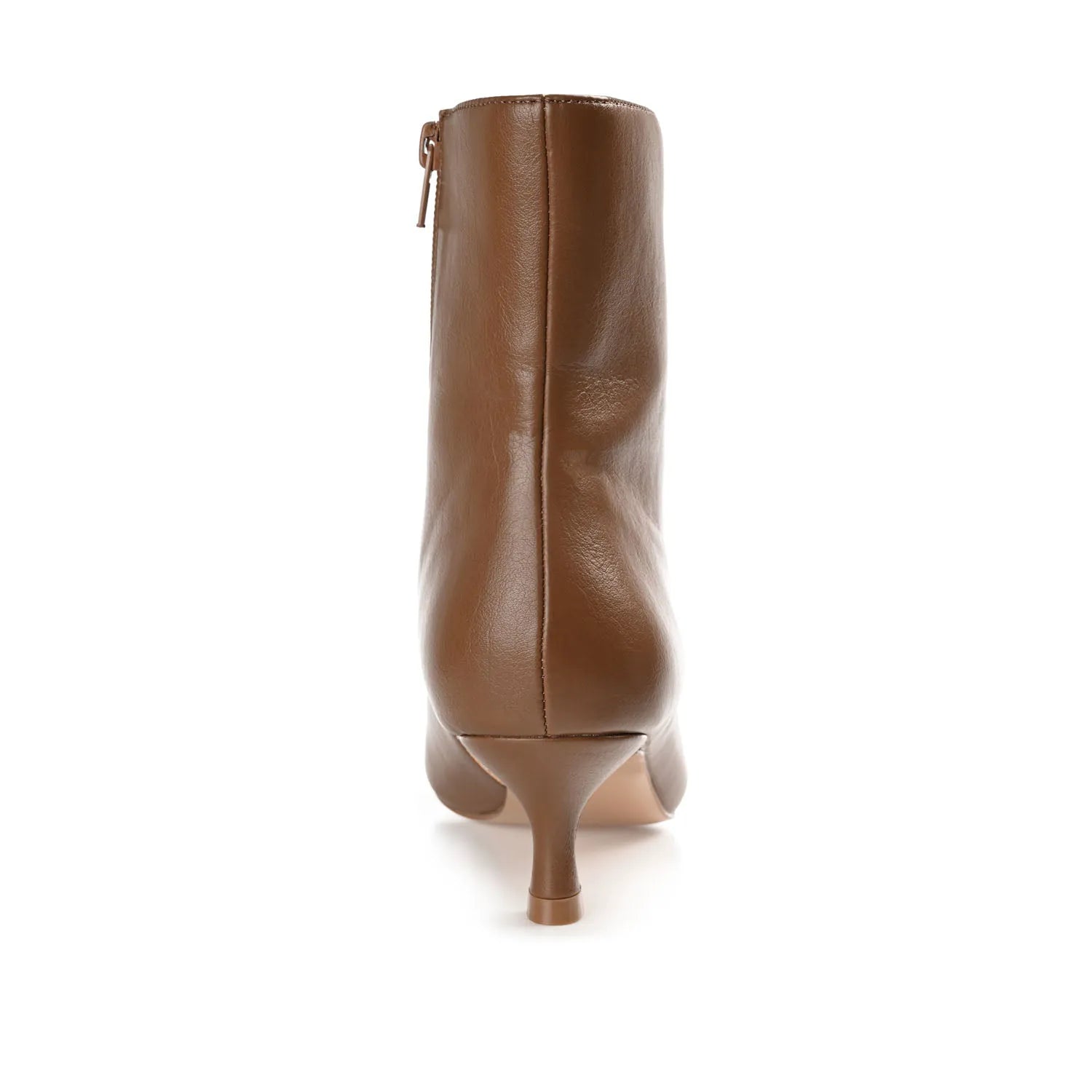 ARELY Pointed Toe Booties in Vegan Leather - Brown