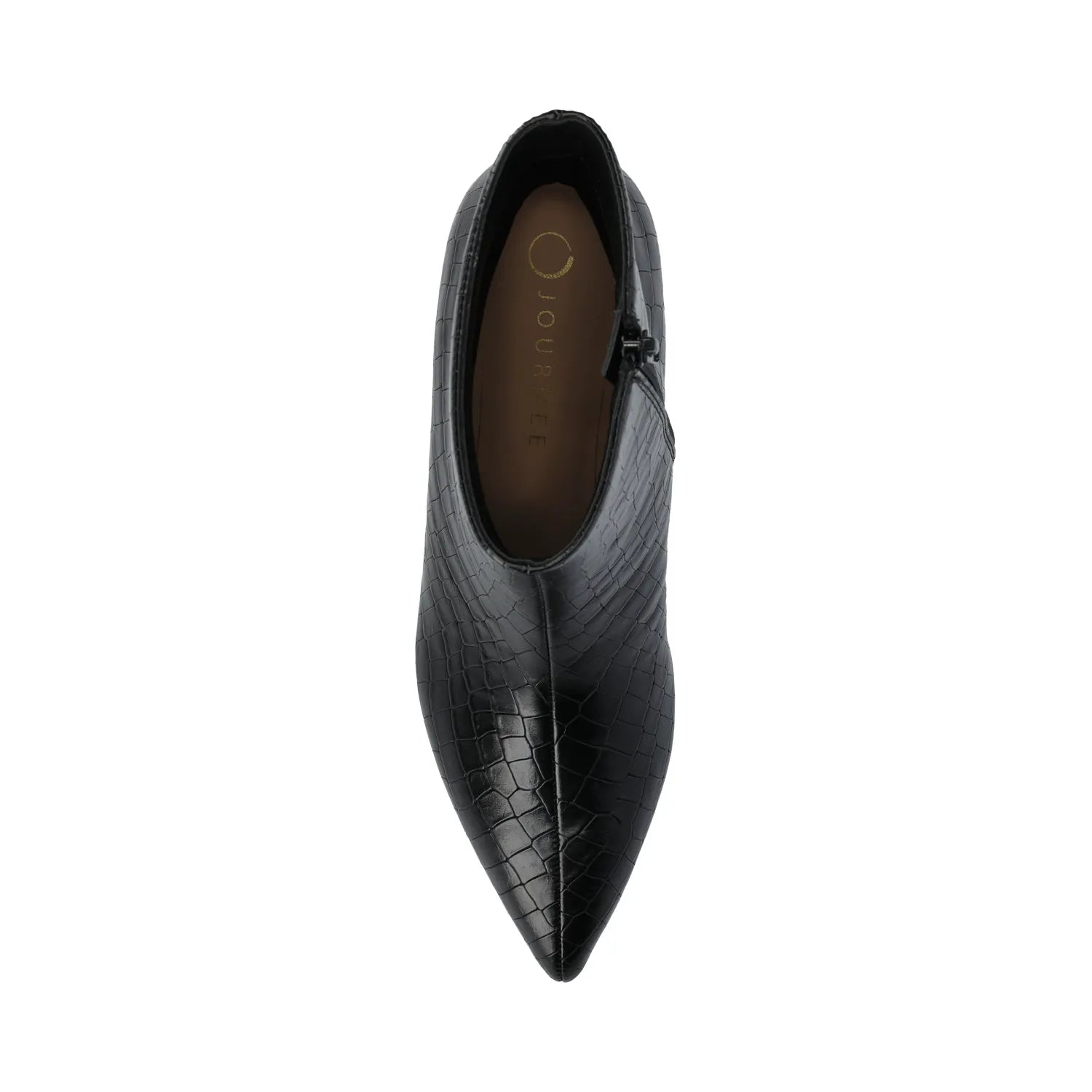 Arely Pointed Toe Booties in Black Croco
