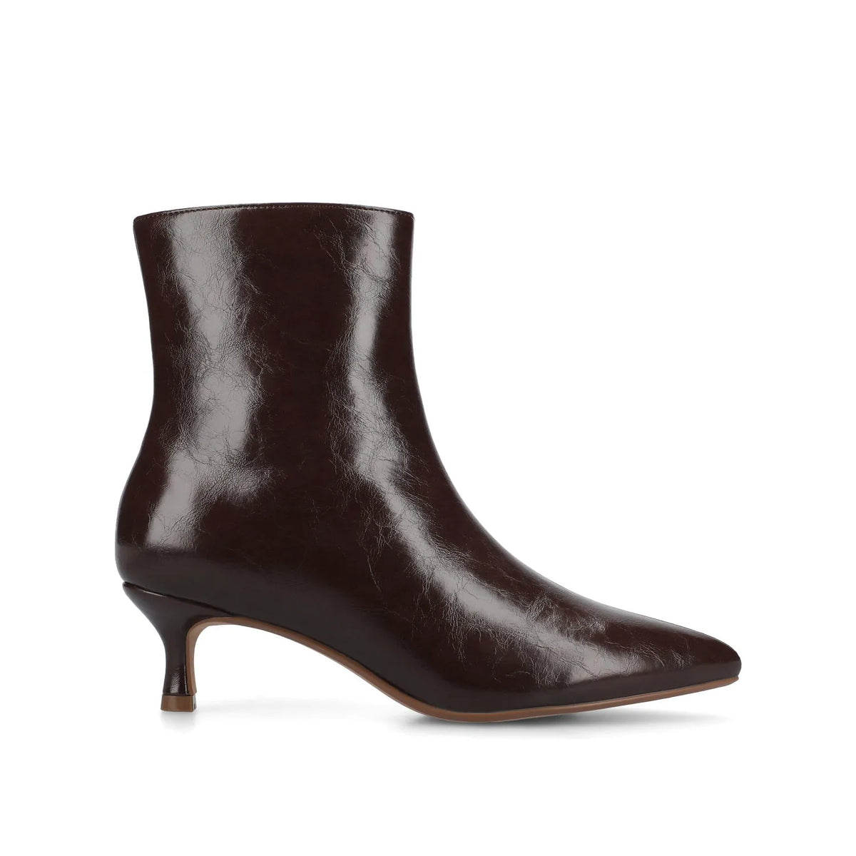 ARELY Wide Calf Pointed Toe Booties in Chocolate