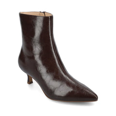 ARELY Wide Calf Pointed Toe Booties in Chocolate