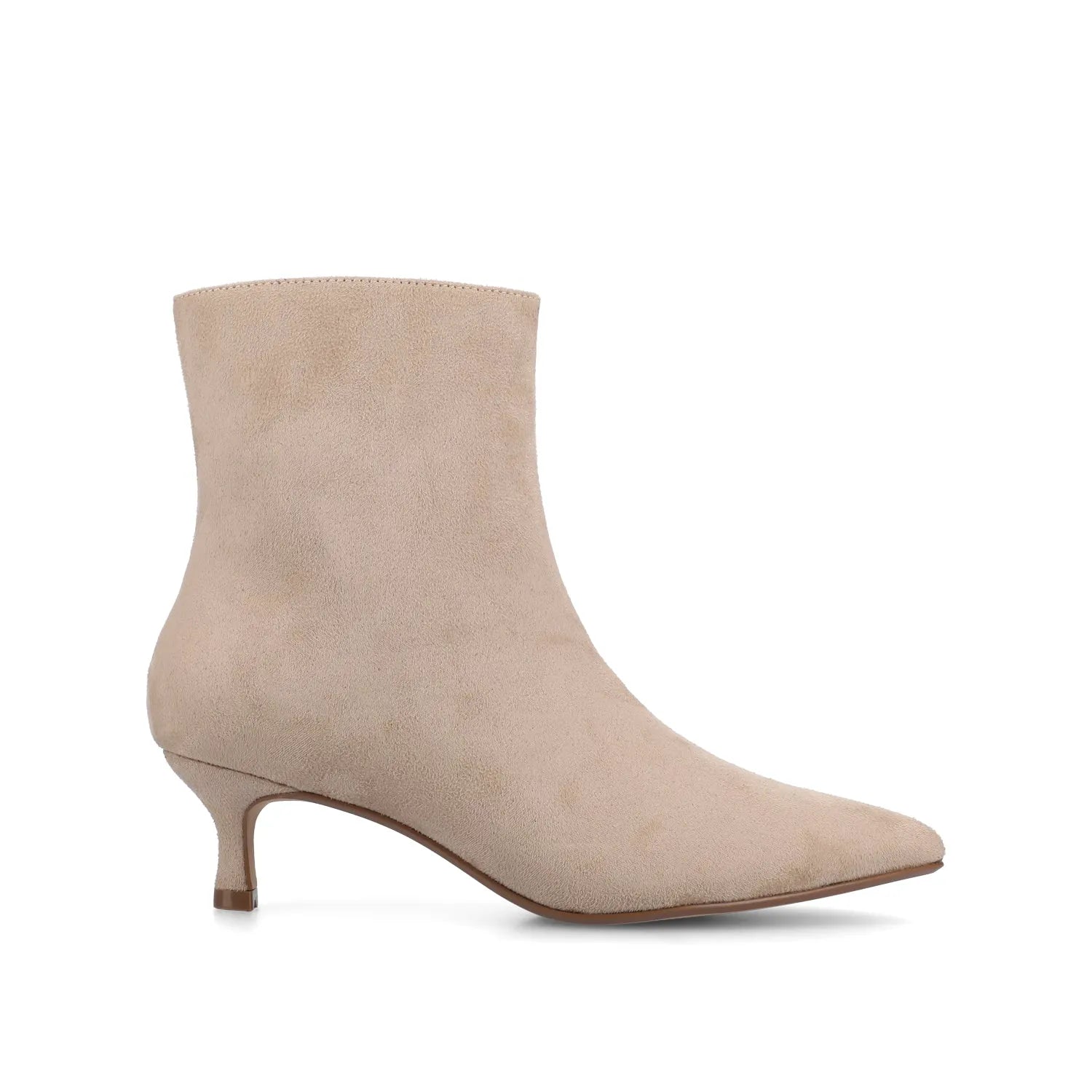 ARELY Pointed Toe Booties in Taupe Suede