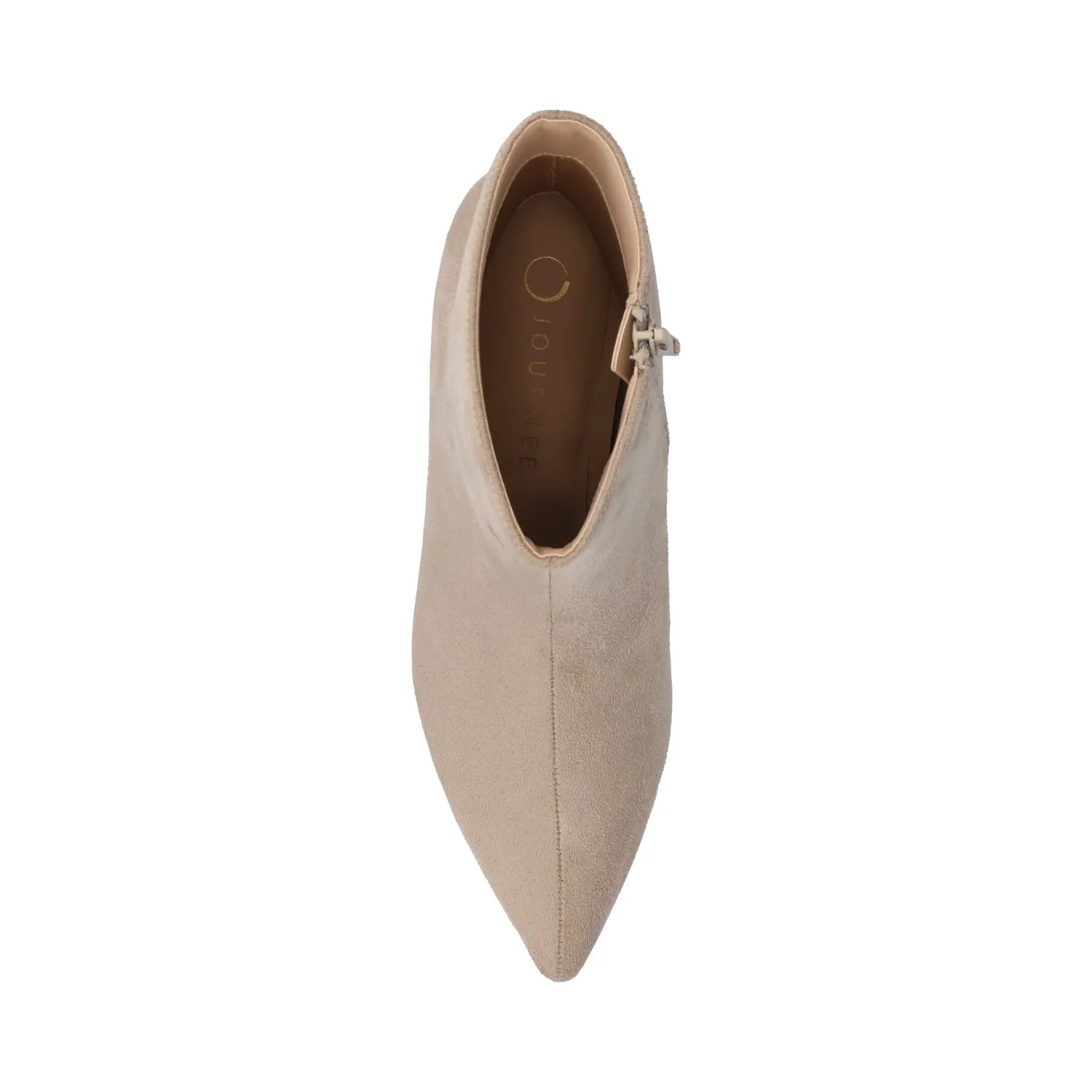 ARELY Pointed Toe Booties in Taupe Suede