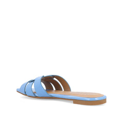 ARRINA Statement Patent Slide Sandals in Wide - Blue Patent