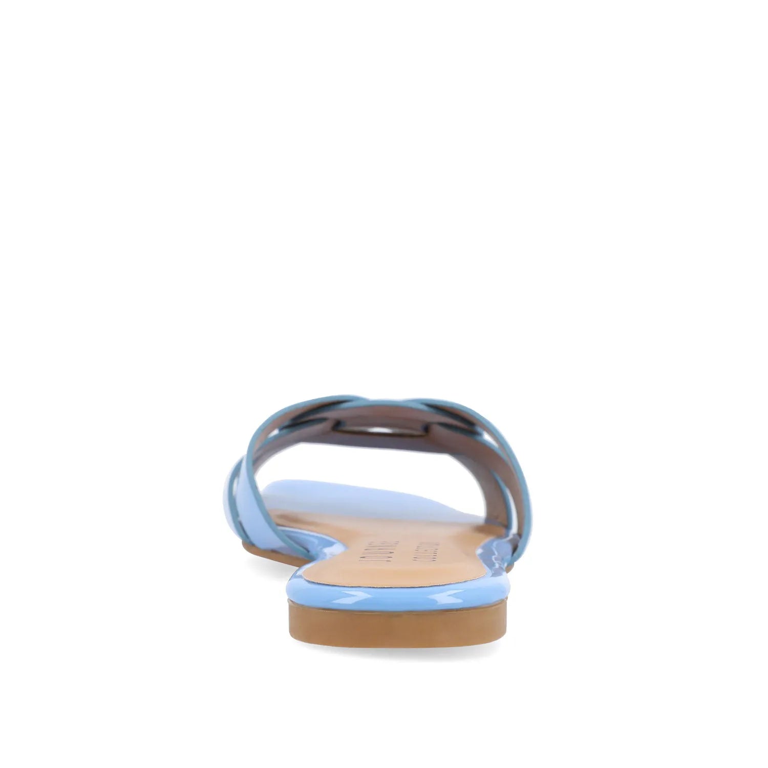 ARRINA Statement Patent Slide Sandals in Wide - Blue Patent