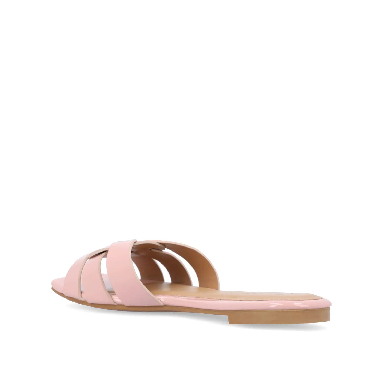 ARRINA Wide Patent Slide Sandals in Blush
