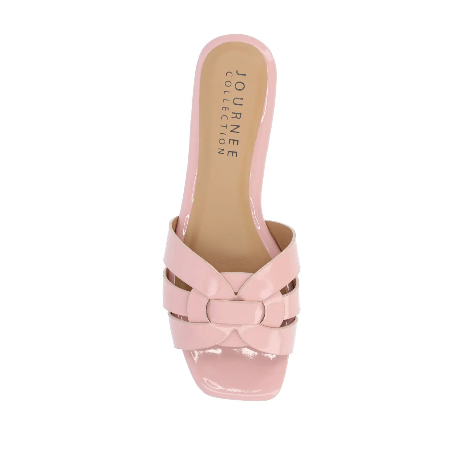 ARRINA Wide Patent Slide Sandals in Blush