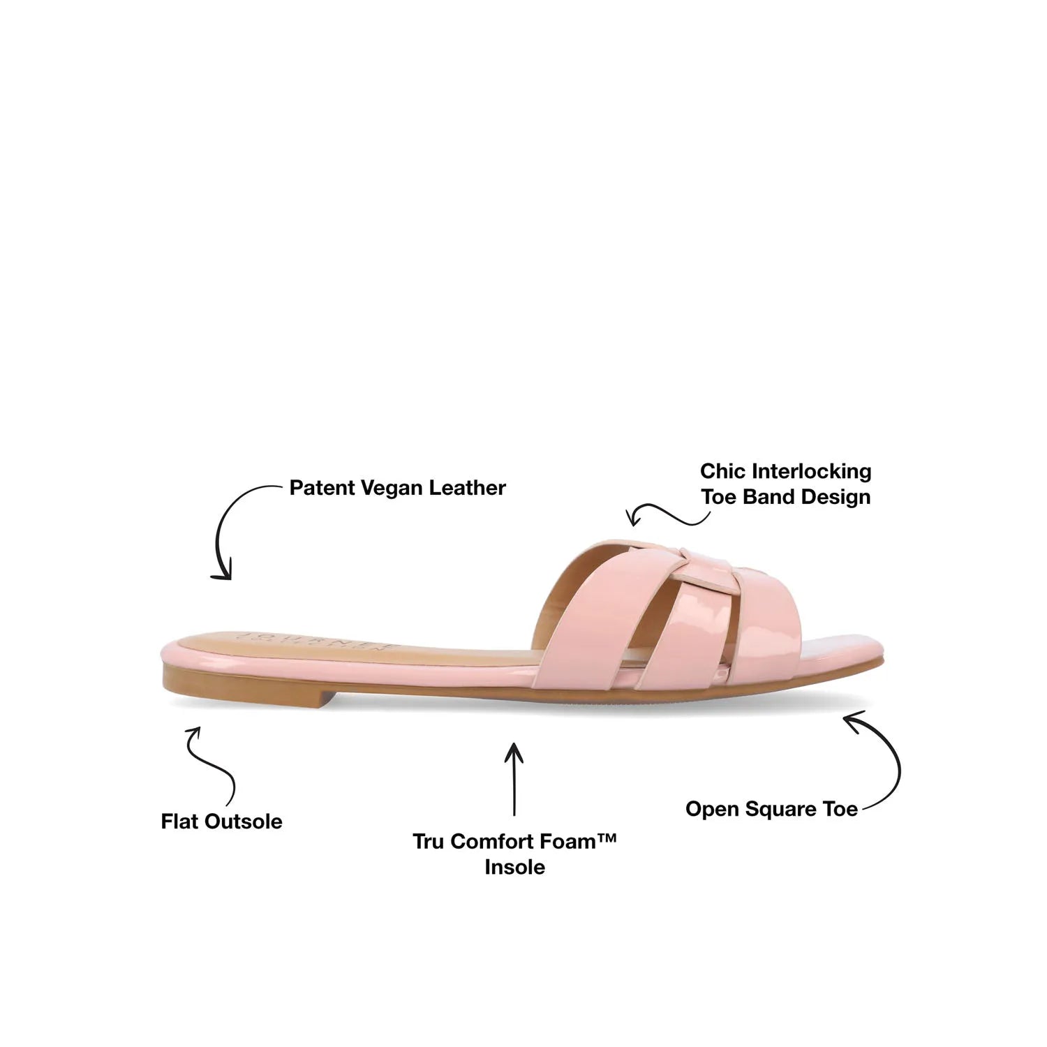 ARRINA Wide Patent Slide Sandals in Blush