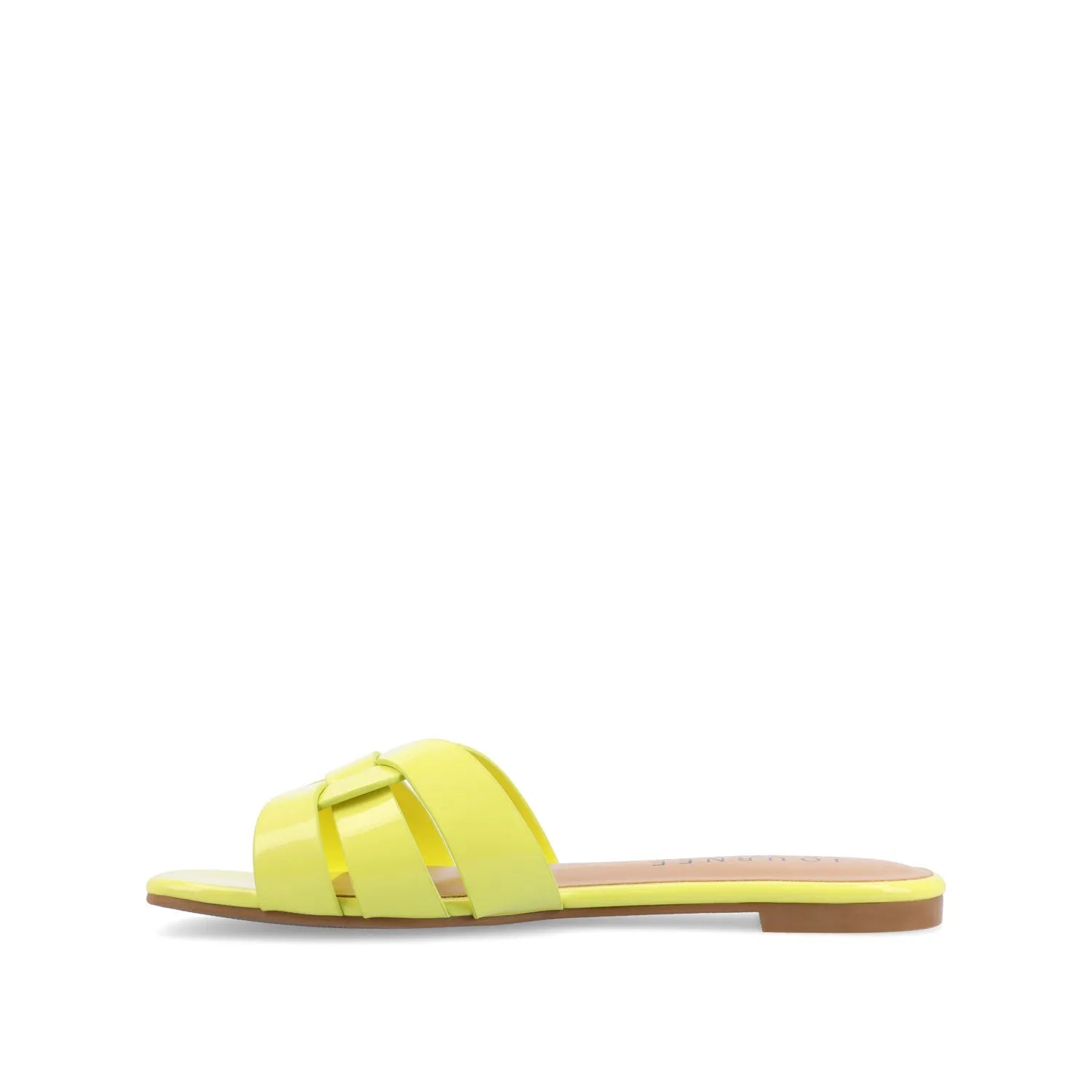 ARRINA SLIDE SANDALS IN STATEMENT PATENT - Yellow Patent