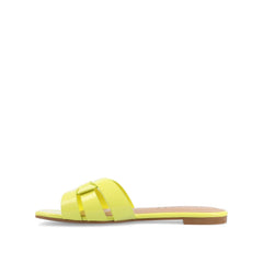 ARRINA SLIDE SANDALS IN STATEMENT PATENT - Yellow Patent
