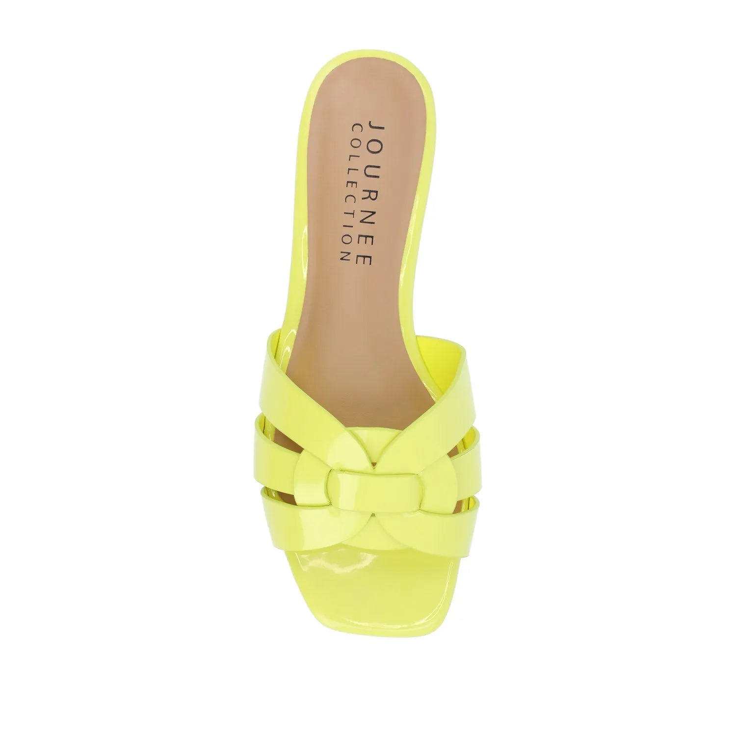 ARRINA SLIDE SANDALS IN STATEMENT PATENT - Yellow Patent