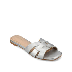 ARRINA Slide Sandals in Basic Patent - Silver PU
