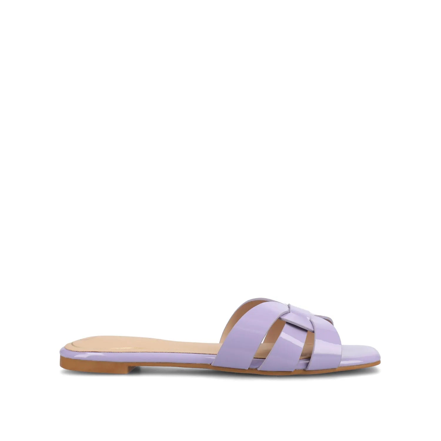 ARRINA Statement Patent Slide Sandals in Wide - Lilac Patent