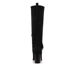 Avalonn Knee-High Dress Boots in Black Suede