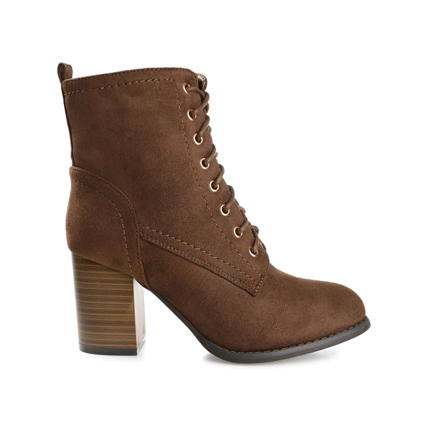 BAYLOR Lace-Up Booties in Faux Suede - Brown