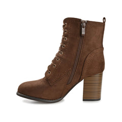 BAYLOR Lace-Up Booties in Faux Suede - Brown
