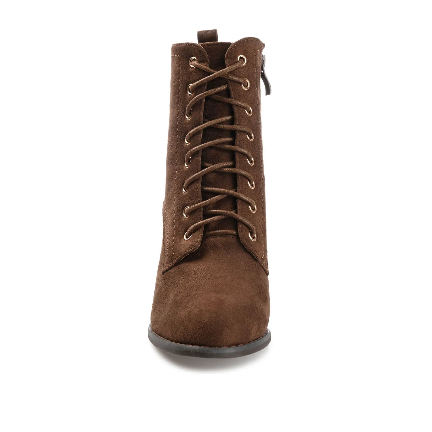 BAYLOR Lace-Up Booties in Faux Suede - Brown