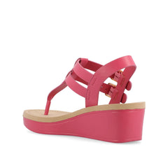 Bianca Wedge Heeled Sandals in Vegan Leather - Pink