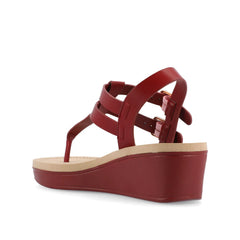 Bianca Wedge Heeled Sandals in Vegan Leather - Red