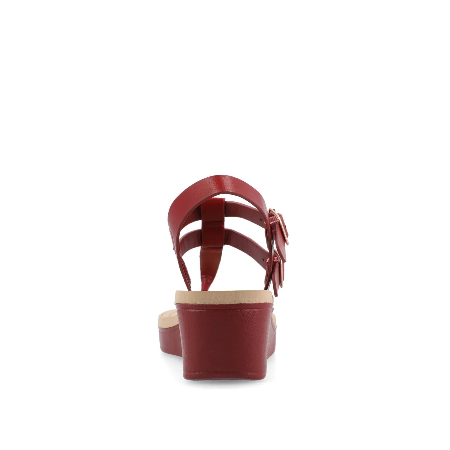 Bianca Wedge Heeled Sandals in Vegan Leather - Red