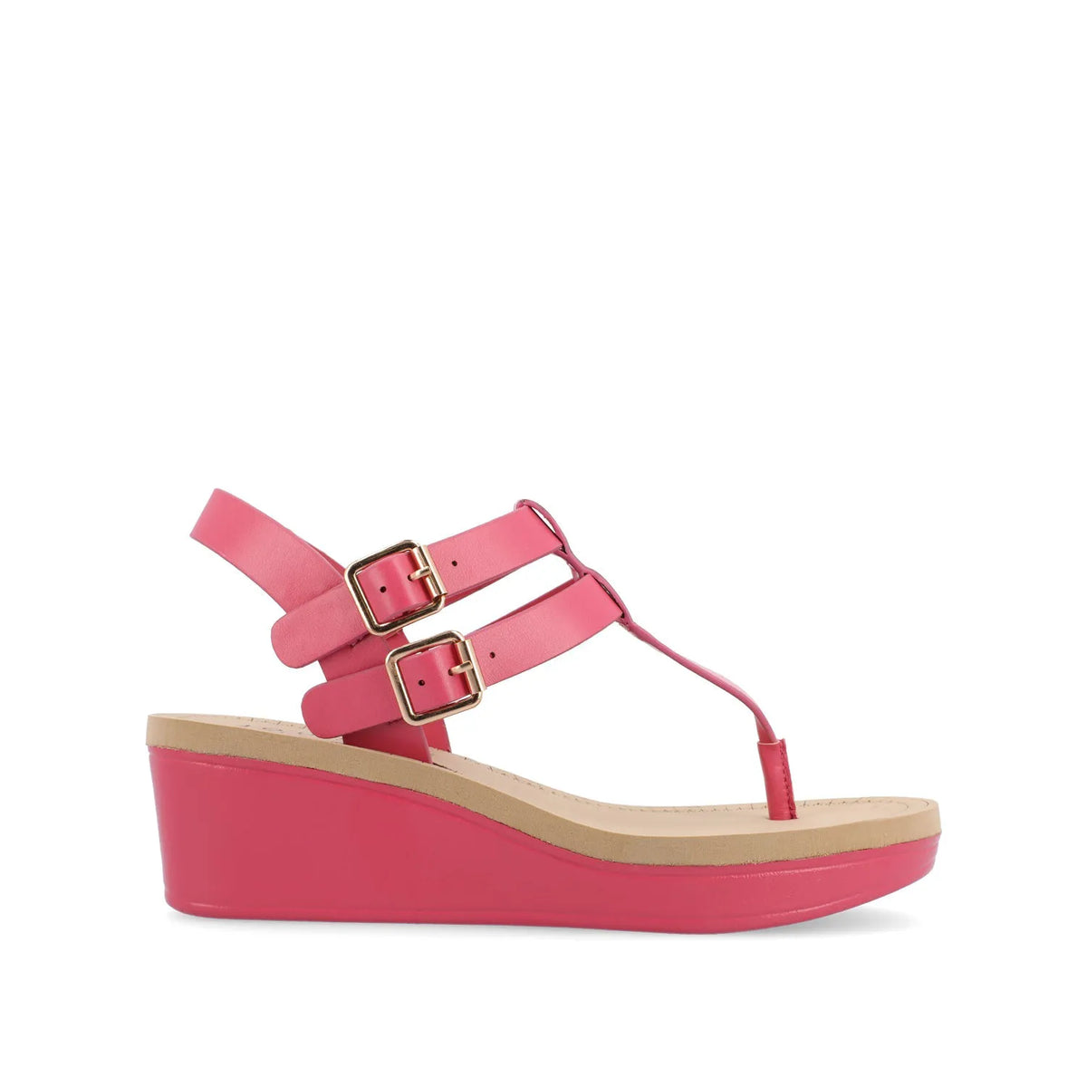 BIANCA WIDE WEDGE SANDALS - PINK