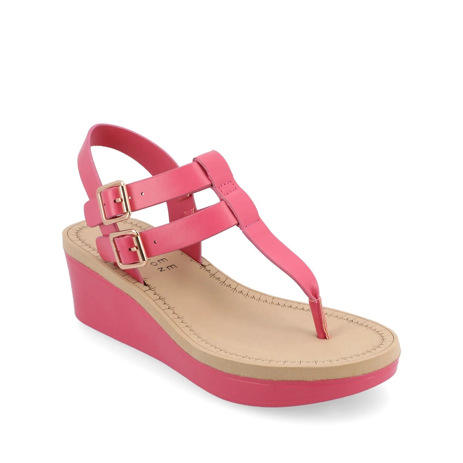 BIANCA WIDE WEDGE SANDALS - PINK