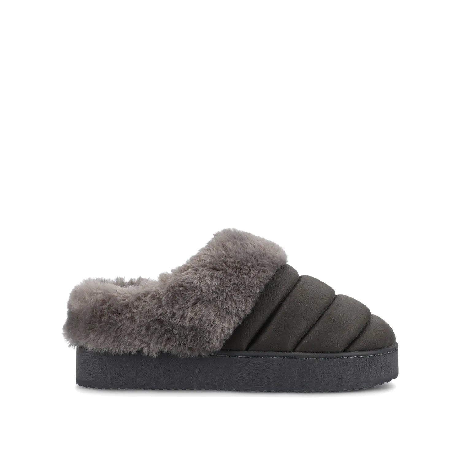 Blair Slippers in Faux Suede - Charcoal