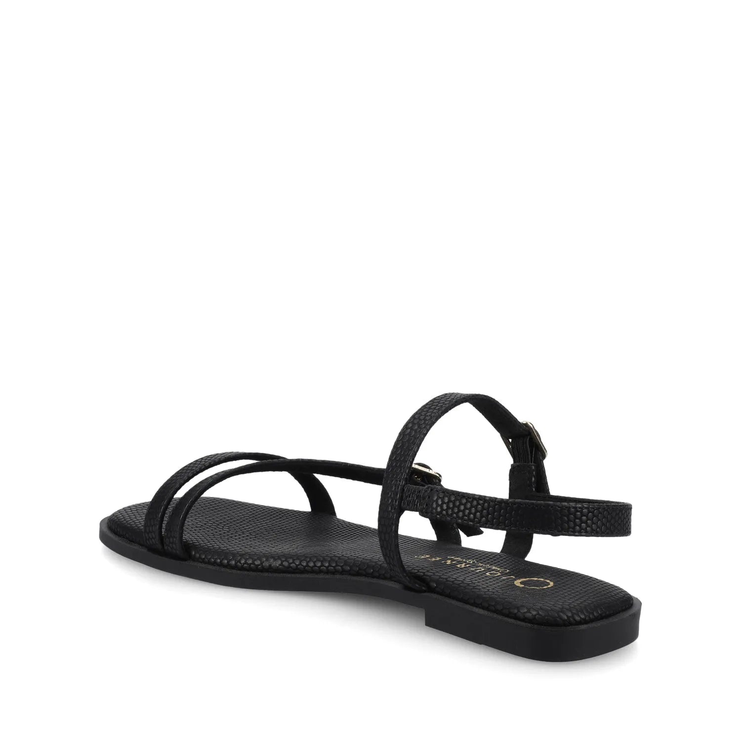 Brianna Ankle Strap Sandals in Black Lizard