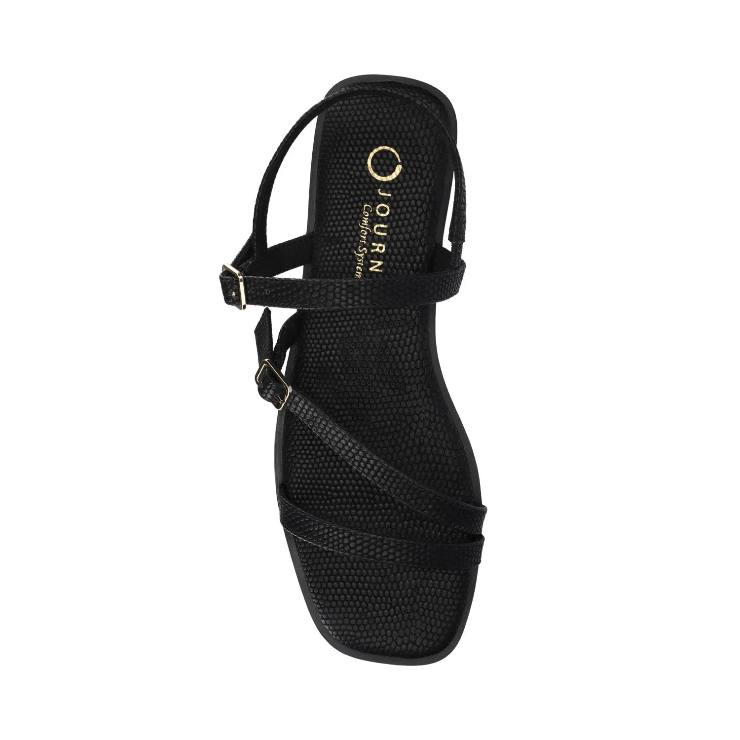 Brianna Ankle Strap Sandals in Black Lizard